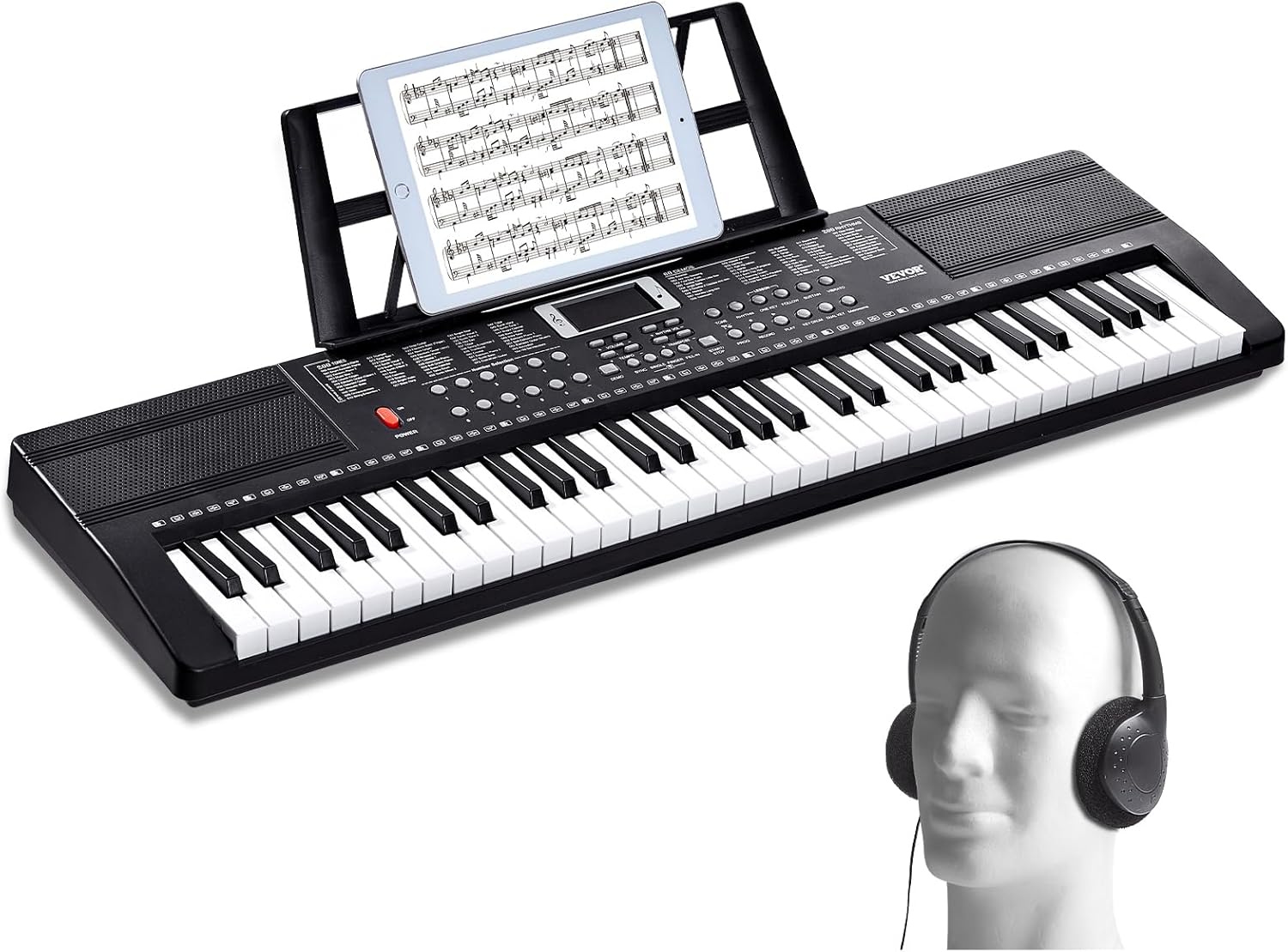 61 Key Digital Keyboard Piano 200 Tones 200 Rhythms Portable Kit with Stand Stickers