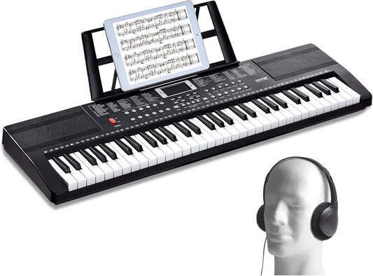 61 Key Digital Keyboard Piano 200 Tones 200 Rhythms Portable Kit with Stand Stickers