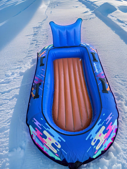 2-Person Snow Tube Heavy-Duty Inflatable Sled with 600D Cover, Backrest & Tow Rope