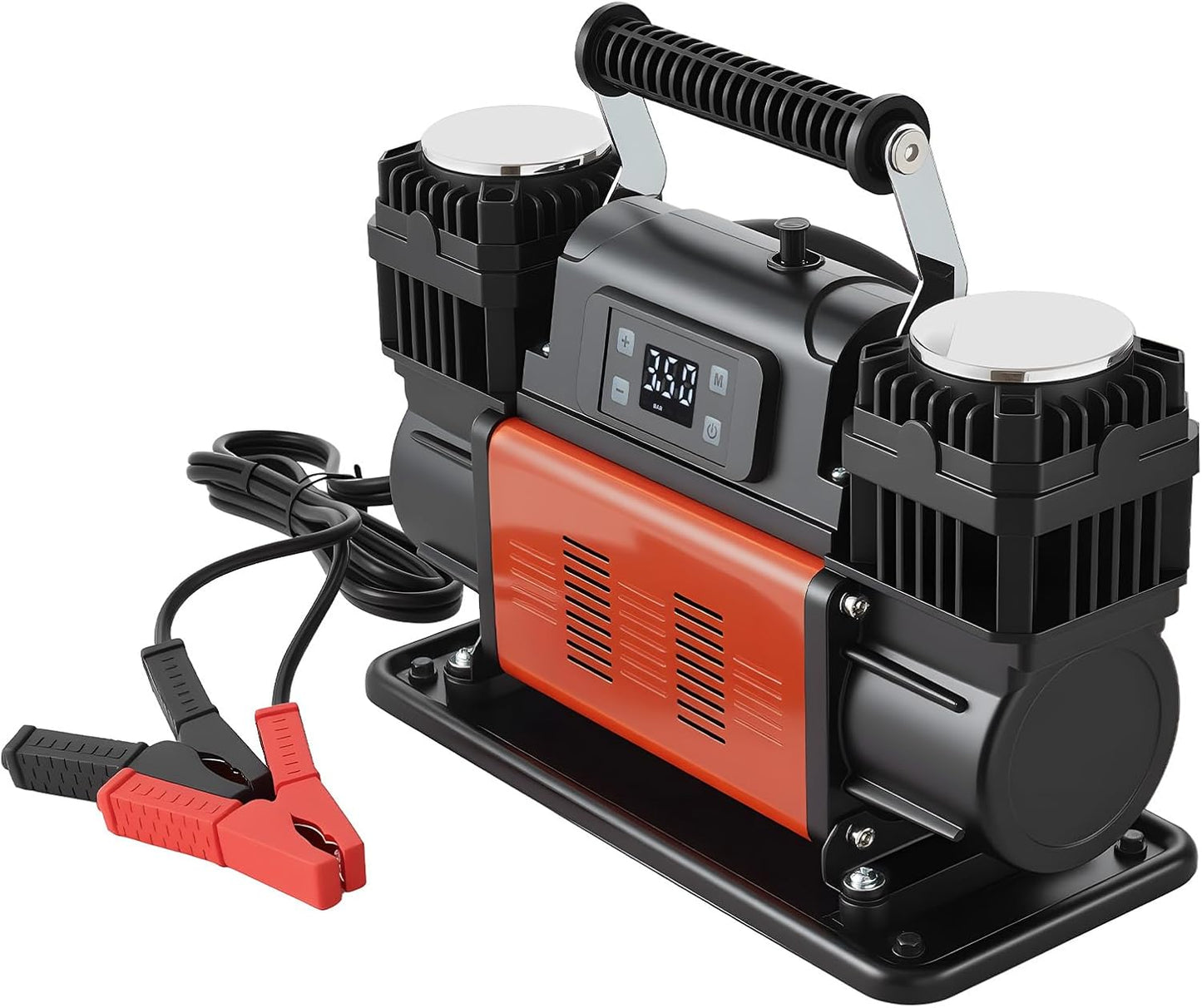 Dual-Cylinder Heavy Duty Air Compressor 10.6CFM Auto-Stop Portable Tire Inflator 12V 150PSI Offroad Air Pump with LCD Display & Adapters for Truck Car SUV 4x4 Vehicle RV