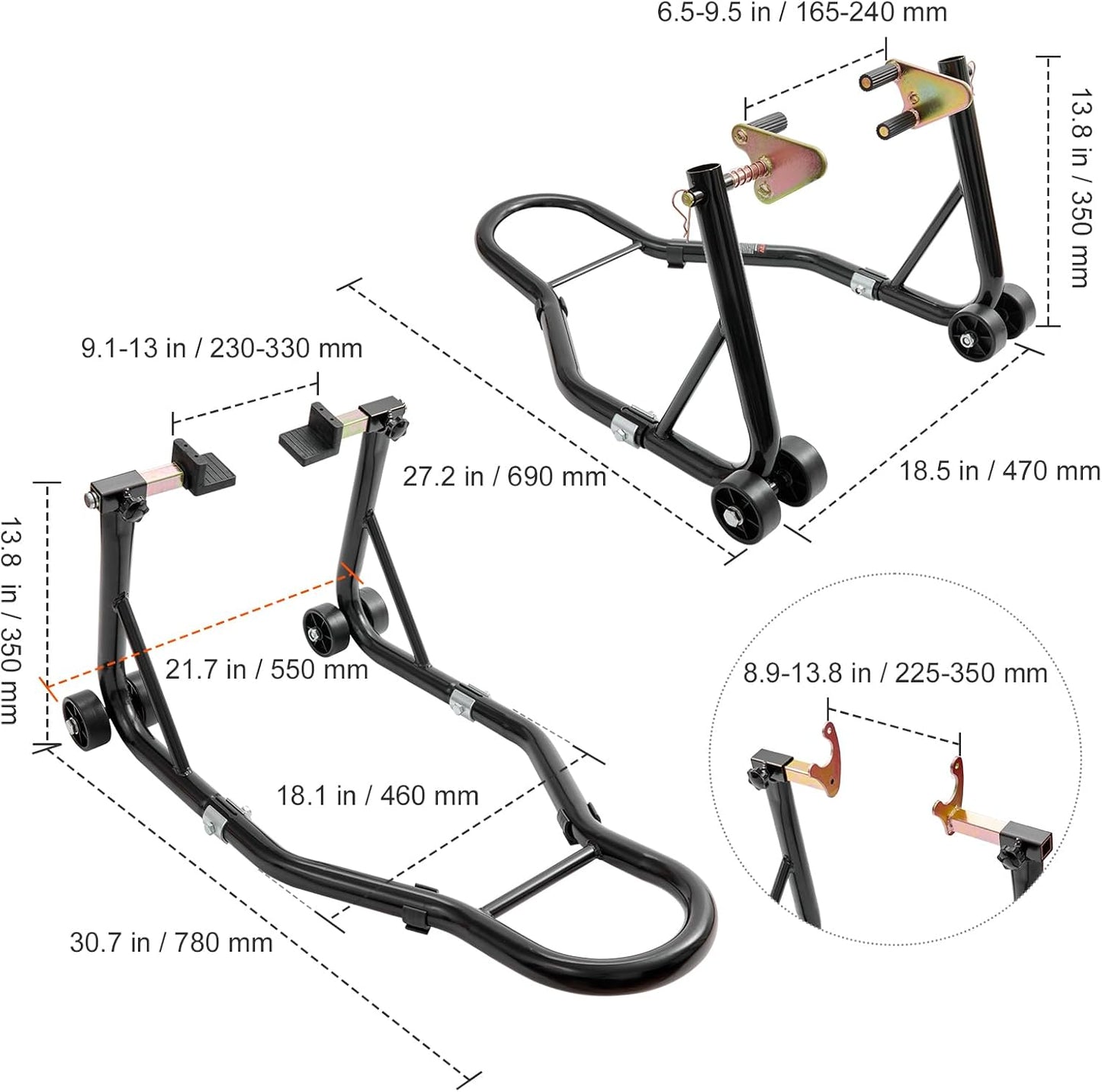 Motorcycle Stand Lift 850Lbs Front Rear Combo Stand for Yamaha Honda Kawasaki Suzuki