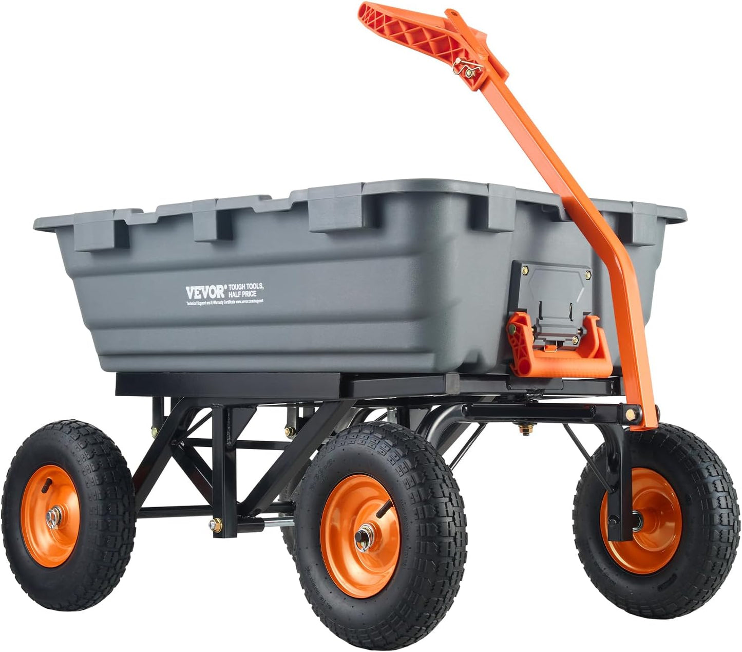 VEVOR 1500Lbs Poly Garden Dump Cart Wheelbarrow Wagon with 2 In 1 Convertible Handle