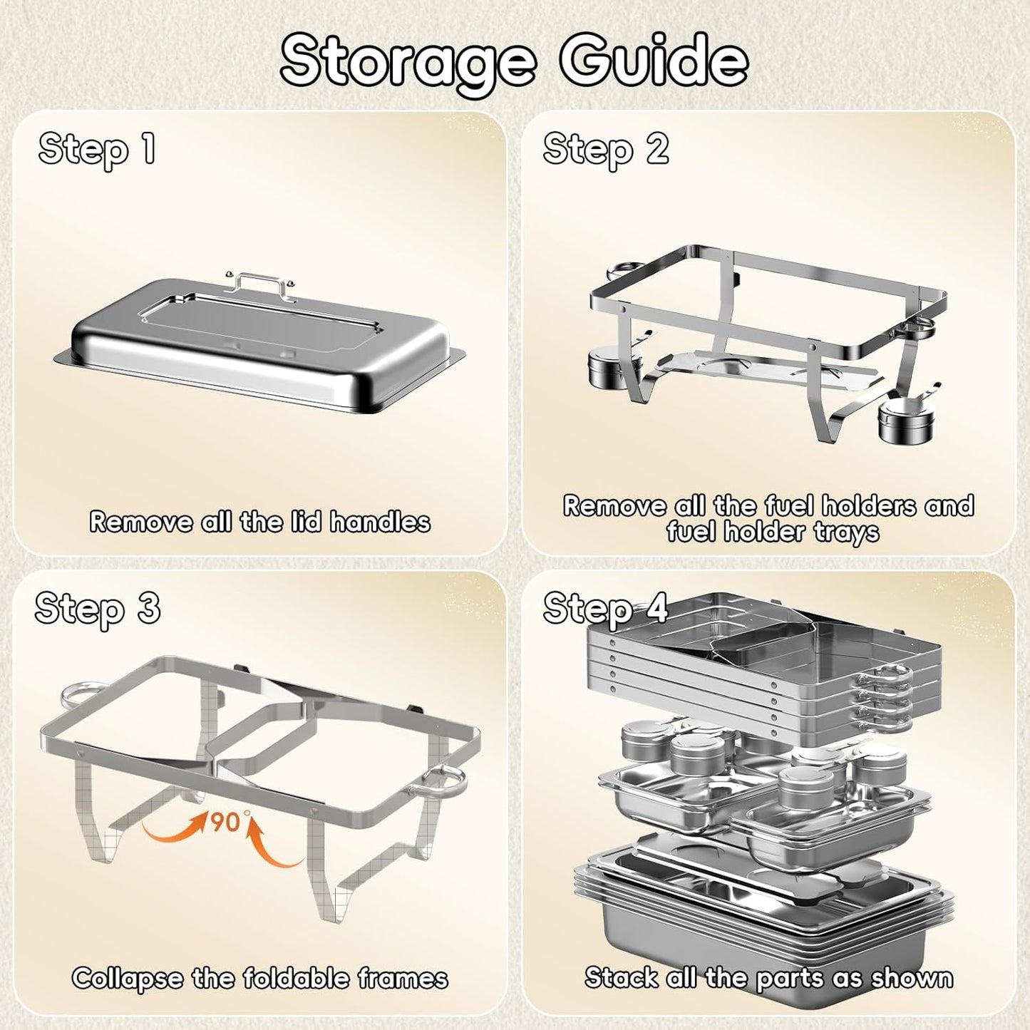 Chafing Dishes For Buffet 9Qt 4 Pack Silver