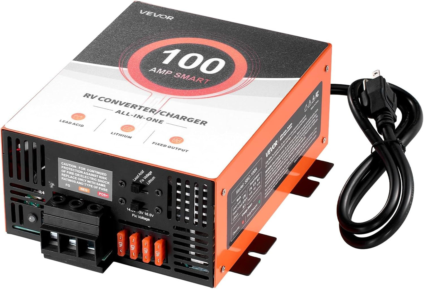 RV Power Converter 100 Amp 110V AC to 12V DC Multi Stage Smart Charger for Lithium & Lead Acid Battery