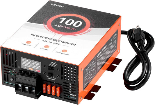 RV Power Converter 100 Amp 110V AC to 12V DC Multi Stage Smart Charger for Lithium & Lead Acid Battery