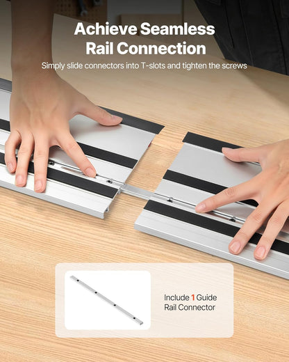 Track Saw Guide Rail 110 In Cutting Range 4 x 27.5 in Aluminum Rails with 3 Connectors