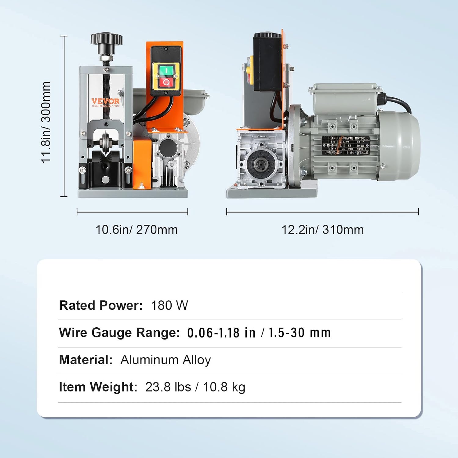Electric Wire Stripping Machine 0.06-1.18 In Automatic 180W 60 ft/min