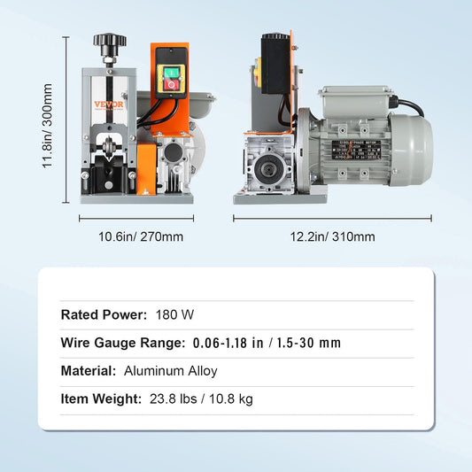 Electric Wire Stripping Machine 0.06-1.18 In Automatic 180W 60 ft/min