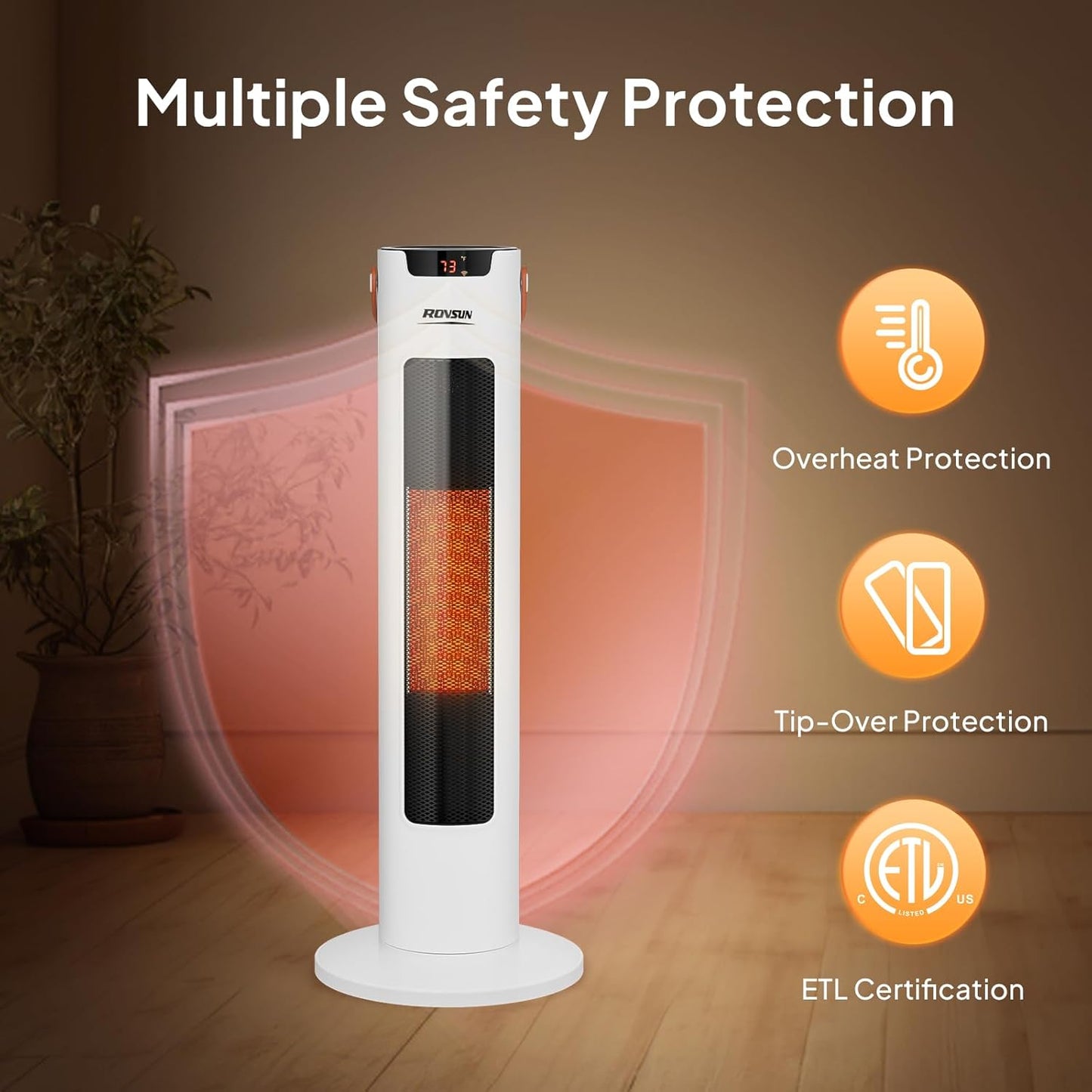 ROVSUN 24 In Electric Space Heater 1500W Portable Tower with Remote & App Control