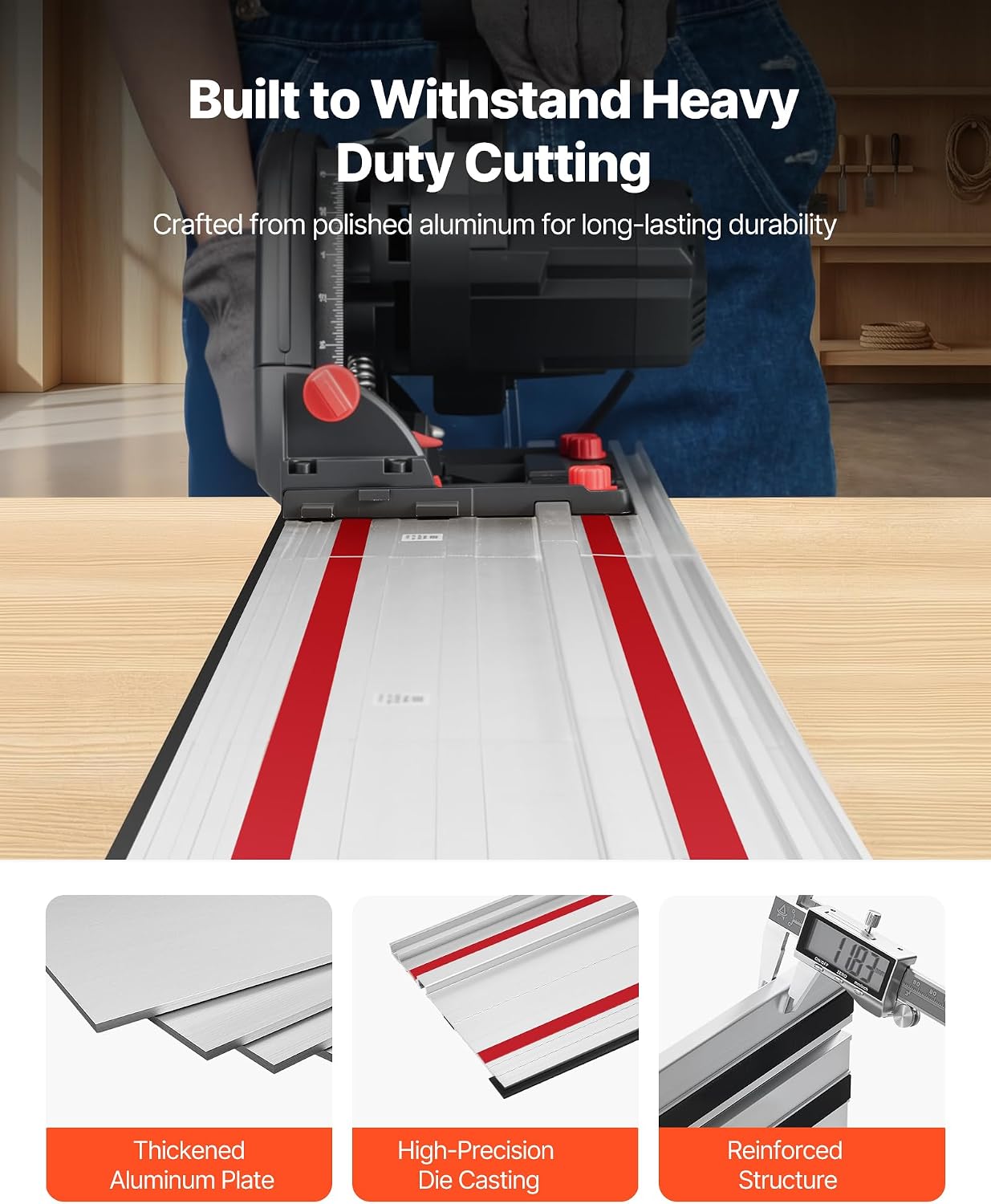 Track Saw Guide Rail 110 In Cutting Range 4 x 27.5 in Aluminum Rails with 3 Connectors