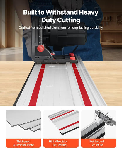 Track Saw Guide Rail 110 In Cutting Range 4 x 27.5 in Aluminum Rails with 3 Connectors