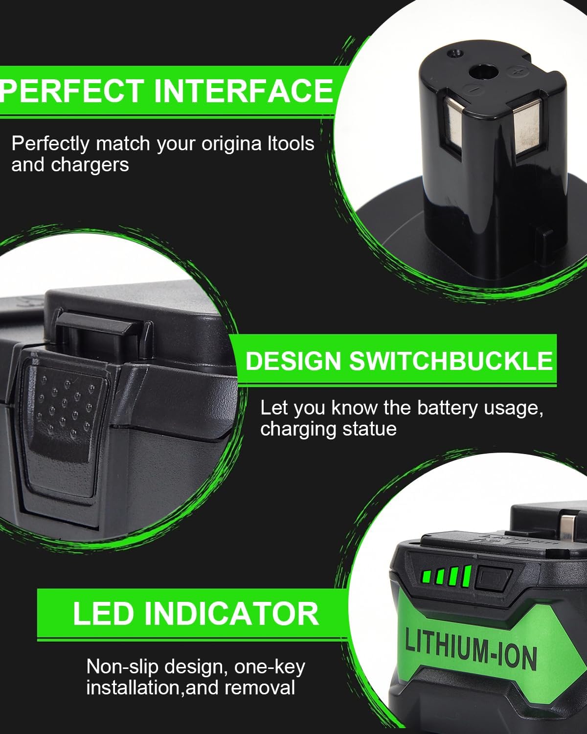 18V 8000mAh Replacement Battery for Ryobi ONE+ P108 P104 P105 P102 P103 P109 P122, 2-Pack