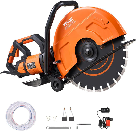 16 In Electric Concrete Saw 3200 W Motor Circular Saw Cutter Max 6 In Adjustable Cutting Depth Wet Disk Cutter Includes Water Line Pump And Blade For Stone Brick