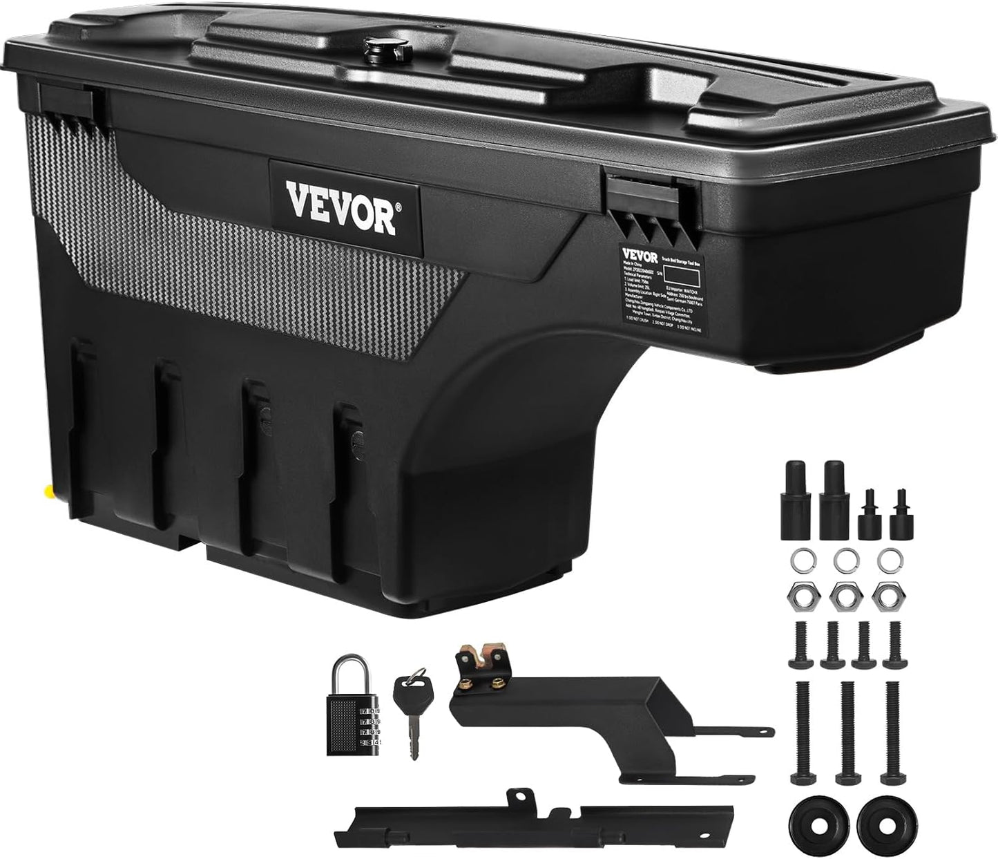 VEVOR Truck Bed Storage Box 6.6 Gal Lockable Wheel Well Tool Box