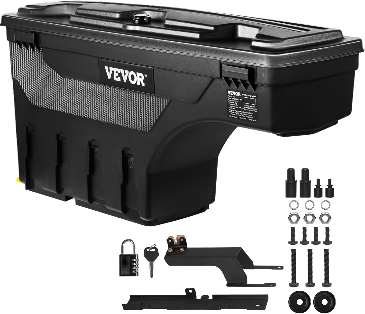 VEVOR Truck Bed Storage Box 6.6 Gal Lockable Wheel Well Tool Box