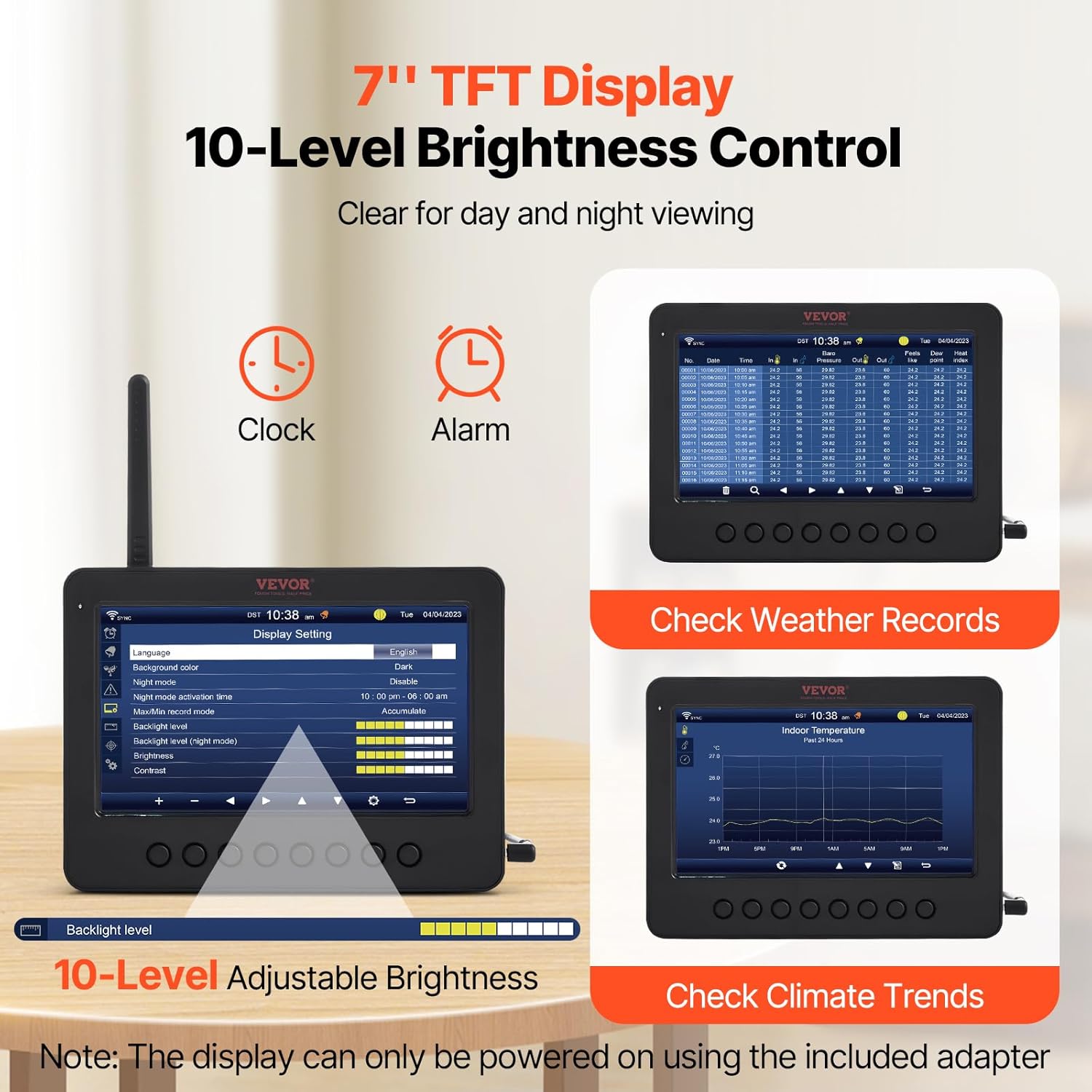 7-in-1 Wi-Fi Solar Self-Charging Weather Station with 7" TFT Color Display