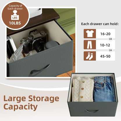 Somdot Bedside Table with 2 Fabric Drawers Charcoal Grey