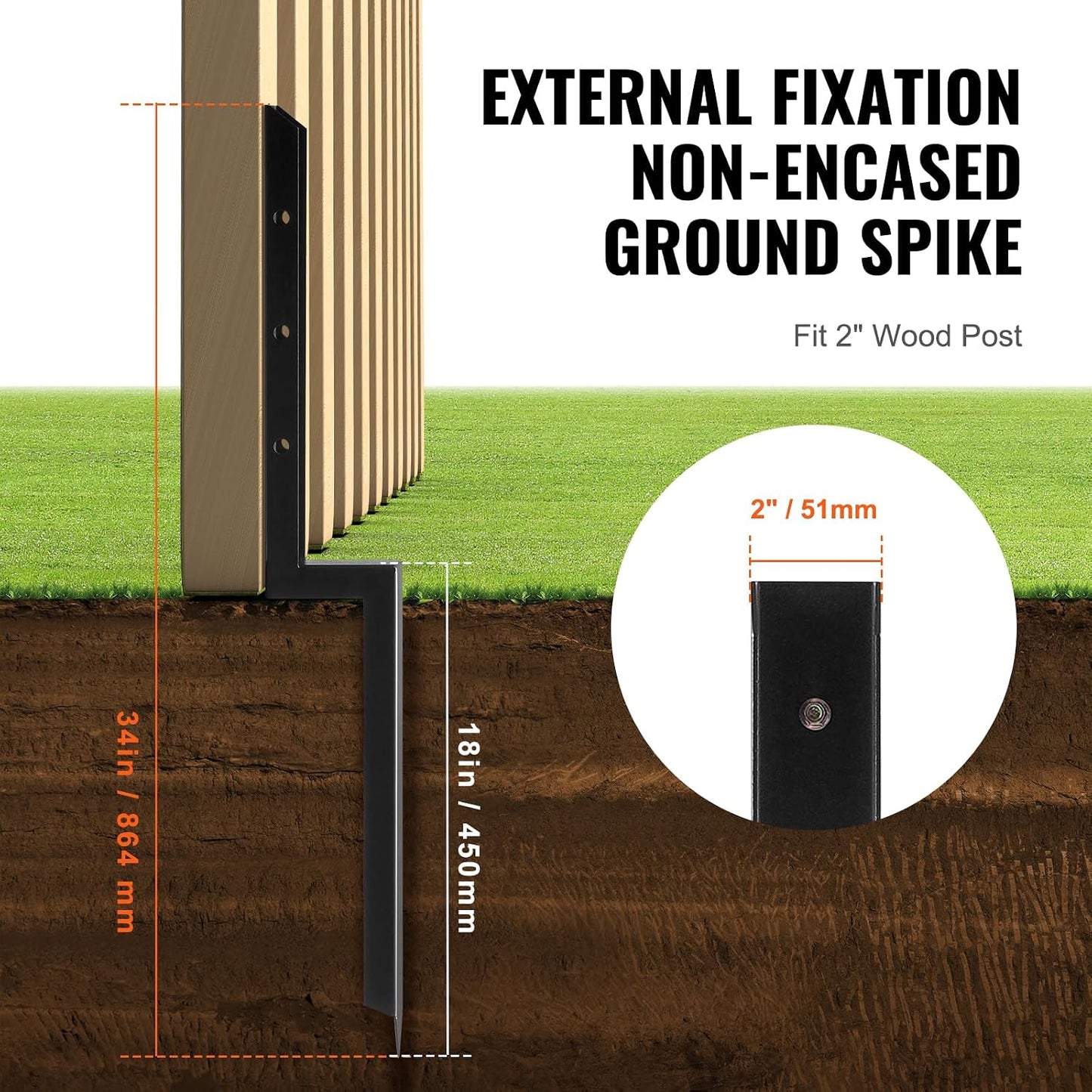 Fence Post Anchor Repair Kit 3.5 x 3.5 Inches 4-Pack Heavy Duty Steel Ground Spike