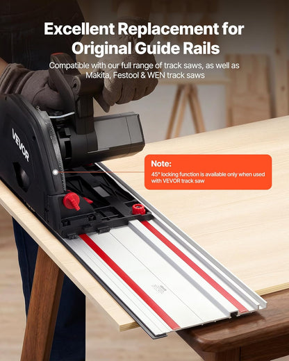 Track Saw Guide Rail 110 In Cutting Range 4 x 27.5 in Aluminum Rails with 3 Connectors