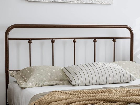 Metal Full Size Headboard Farmhouse Victorian Style Adjustable Height Brown