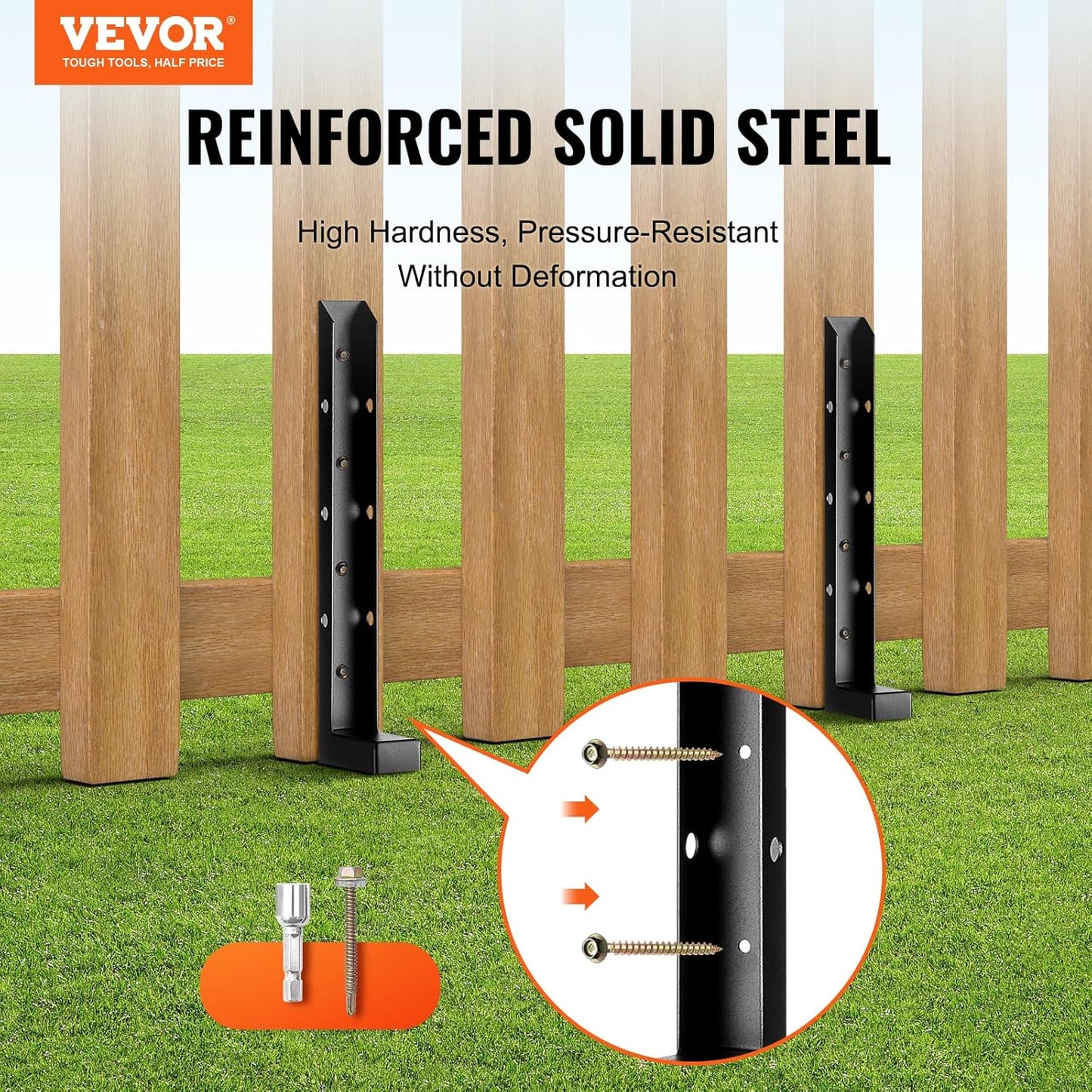 Fence Post Anchor Repair Kit 3.5 x 3.5 Inches 4-Pack Heavy Duty Steel Ground Spike