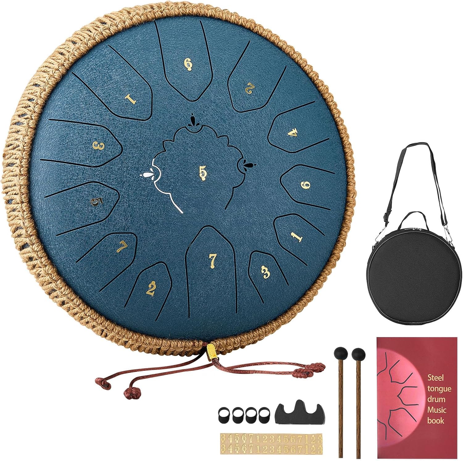 VEVOR Steel Tongue Drum 12 in 13 Notes C Major with Music Book & Mallets Navy Blue