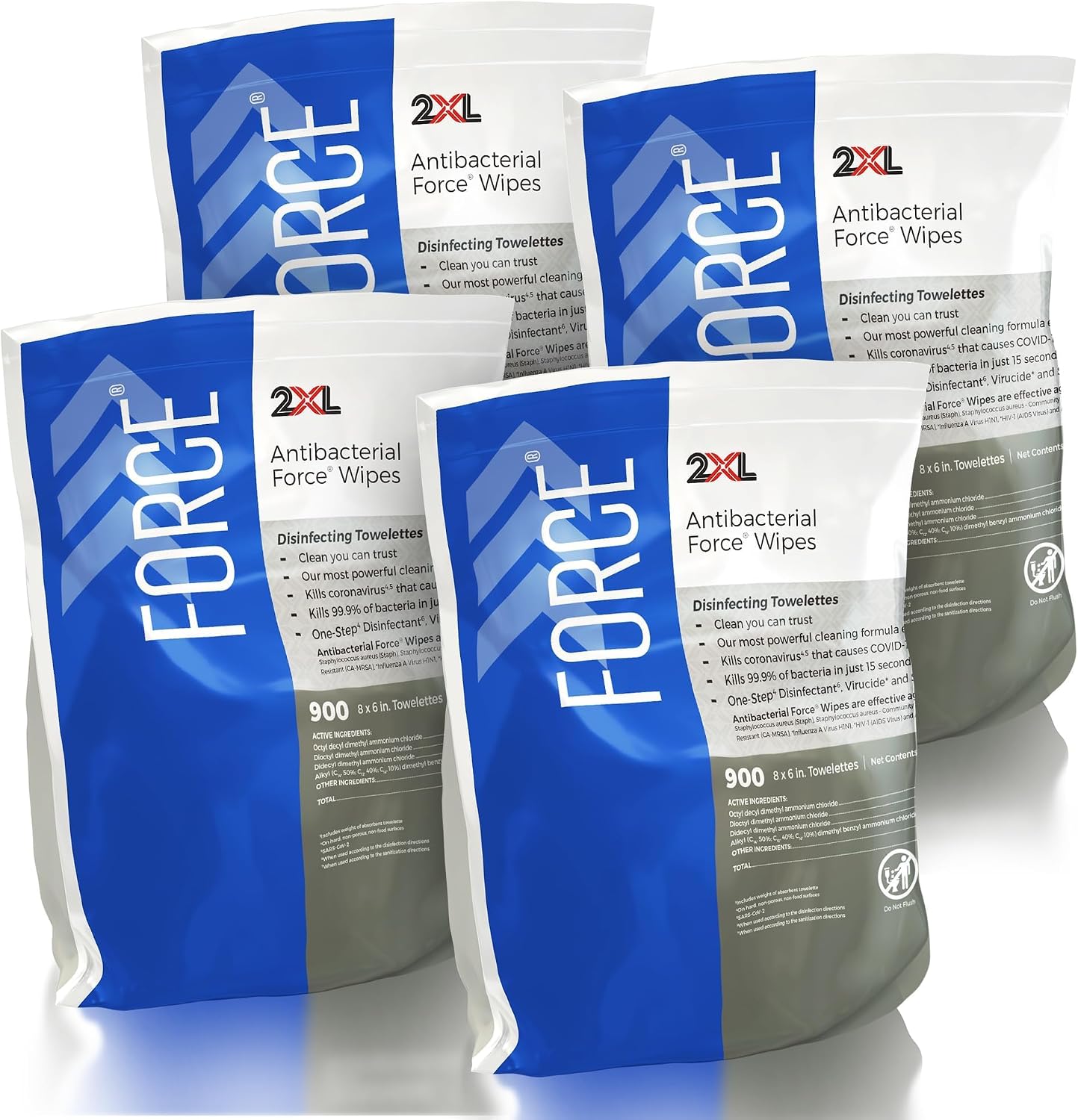 2XL Antibacterial Force Disinfecting Wipes Refill 3600 Count 6 x 8 Inch