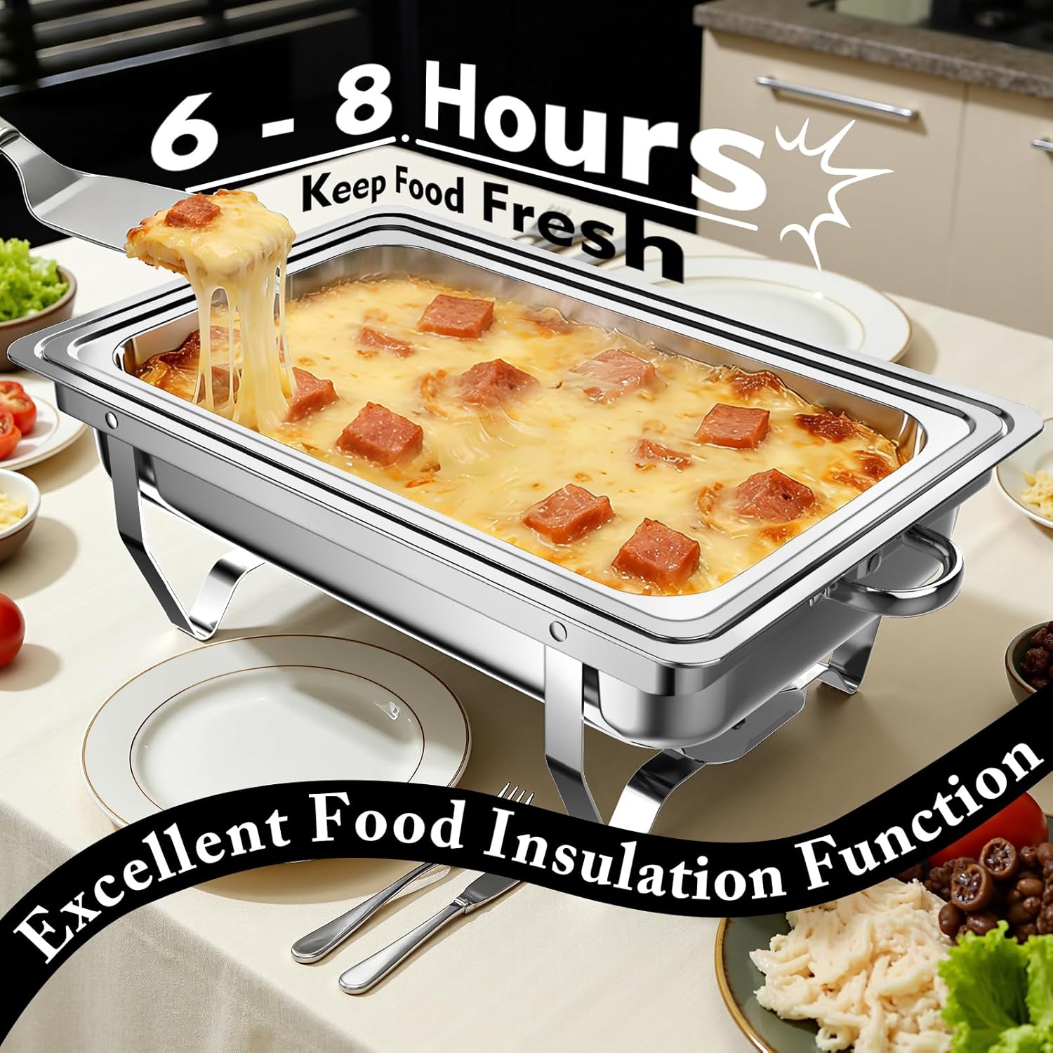 Chafing Dishes For Buffet 9Qt 4 Pack Silver
