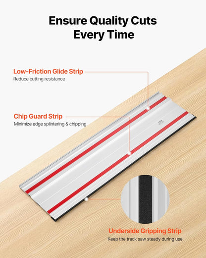 Track Saw Guide Rail 110 In Cutting Range 4 x 27.5 in Aluminum Rails with 3 Connectors