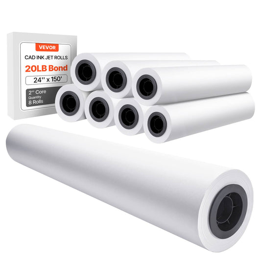 Wide Format Paper 24 In X 150 Ft Plotter Roll 8 Rolls CAD Bond 2 In Core 20 LB Bright White