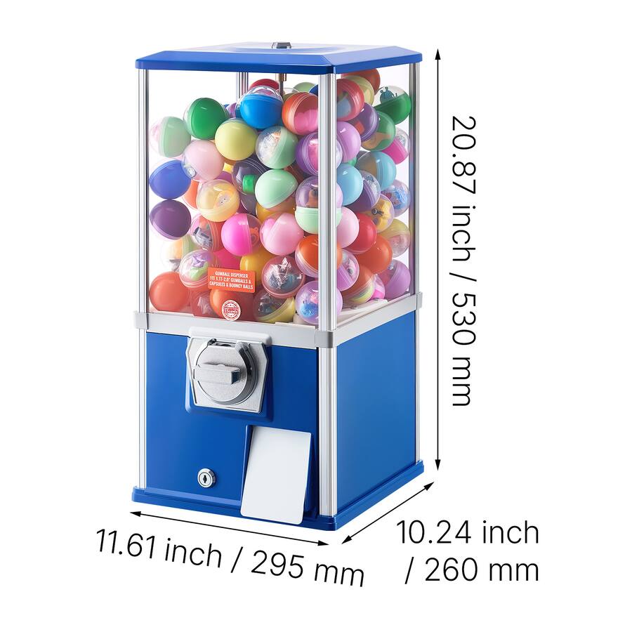 Gumball Machine 21in Candy Vending Dispenser 25-Cent Blue
