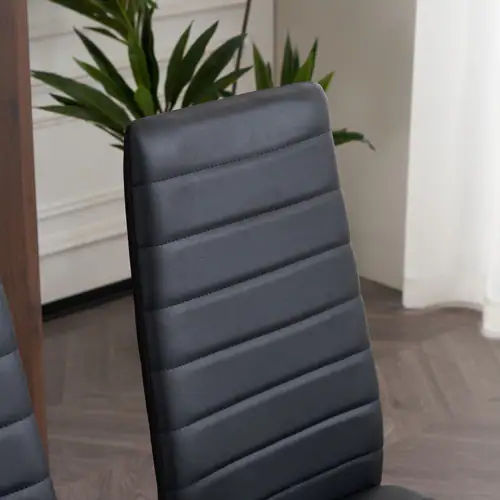 Set of 4 PU Leather Dining Chairs with High Back, 300 lbs Capacity, Black