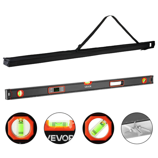 Digital Level 48 In Magnetic Electronic With LED Backlit Display 360° Black Orange