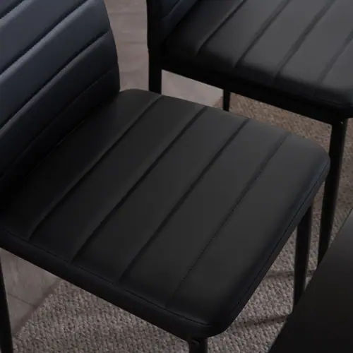 Set of 4 PU Leather Dining Chairs with High Back, 300 lbs Capacity, Black