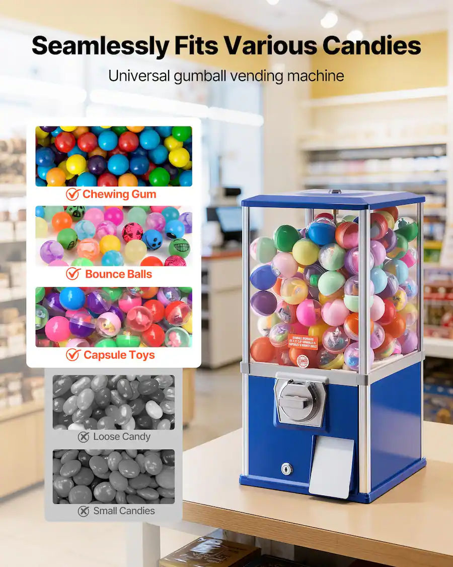 Gumball Machine 21in Candy Vending Dispenser 25-Cent Blue