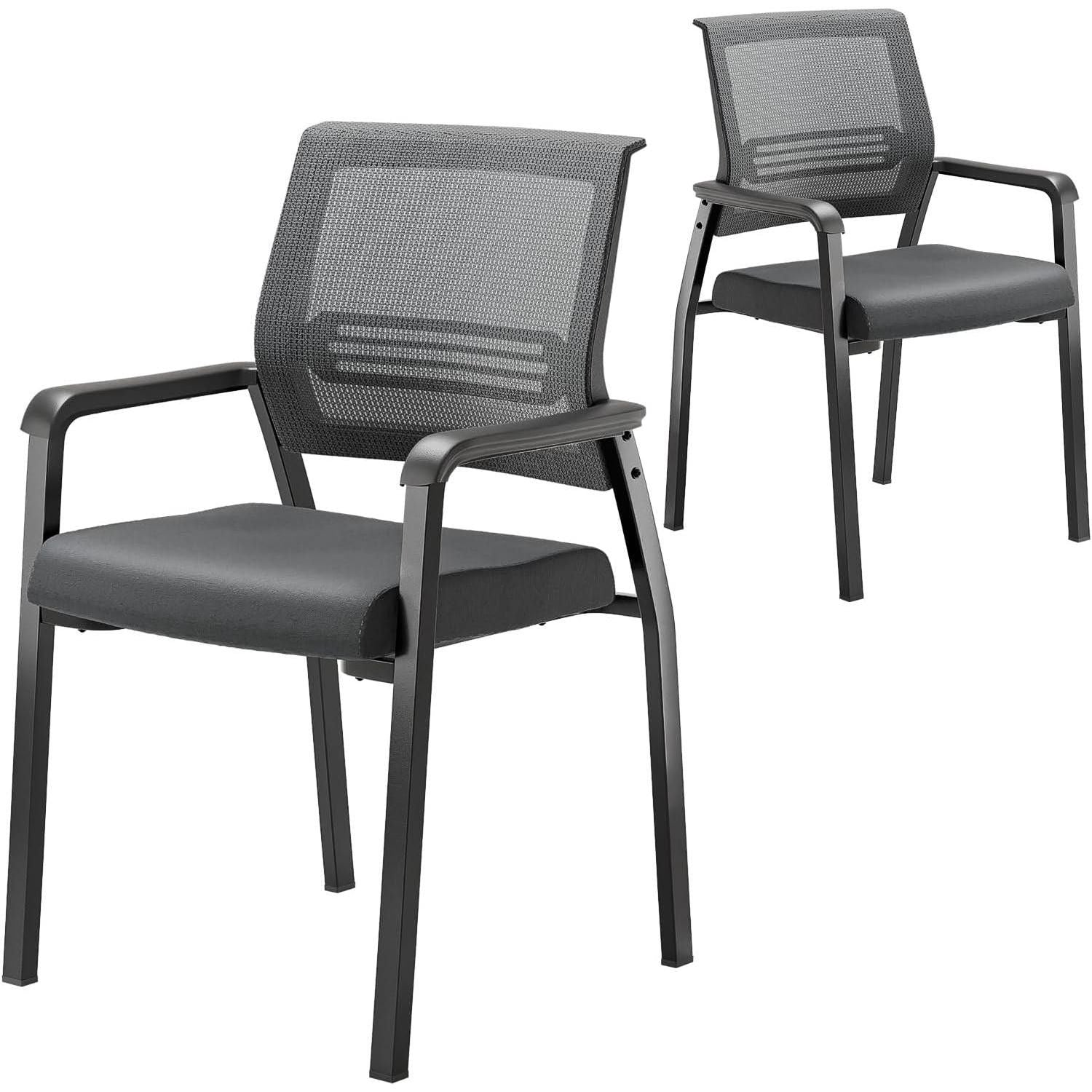 Oversize 350lbs Waiting Room Chairs Conference Room Chairs, Reception Chairs, Ergonomic Design for Office Guest Lobby Side, 2Pack, Black