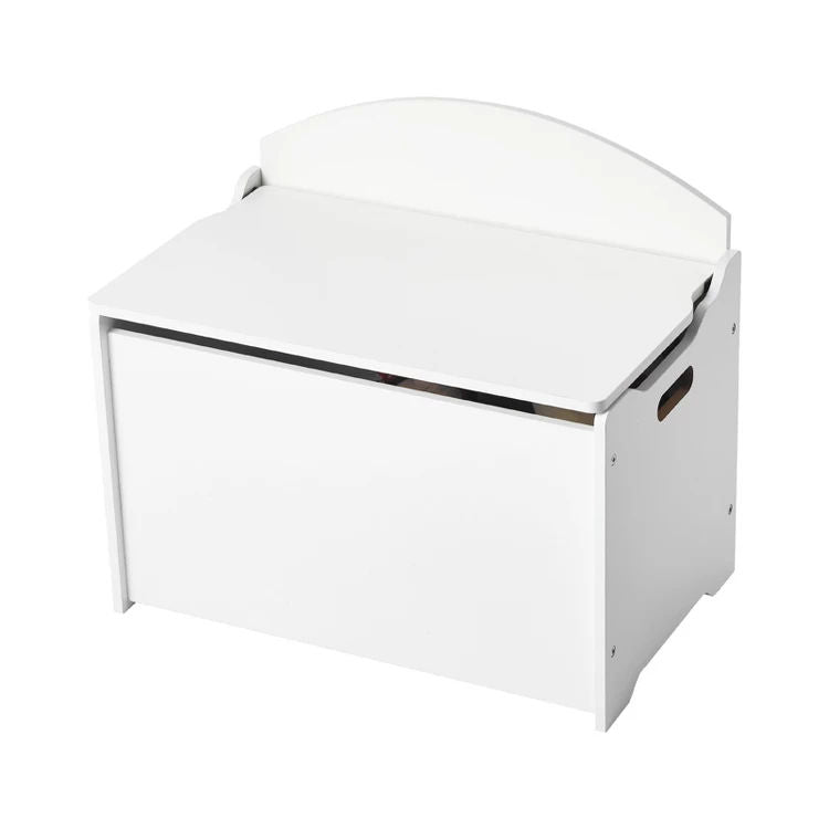 Kids Storage Bench Wooden Toy Box Chest with Backrest White