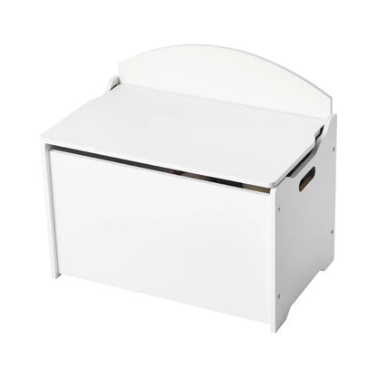 Kids Storage Bench Wooden Toy Box Chest with Backrest White