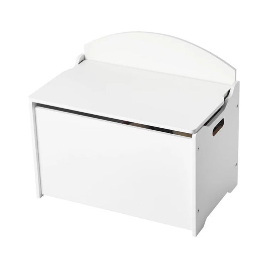 Kids Storage Bench Wooden Toy Box Chest with Backrest White