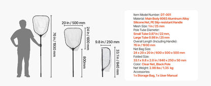 Foldable Fishing Net with Telescopic Handle 30 Lbs Capacity Aluminum