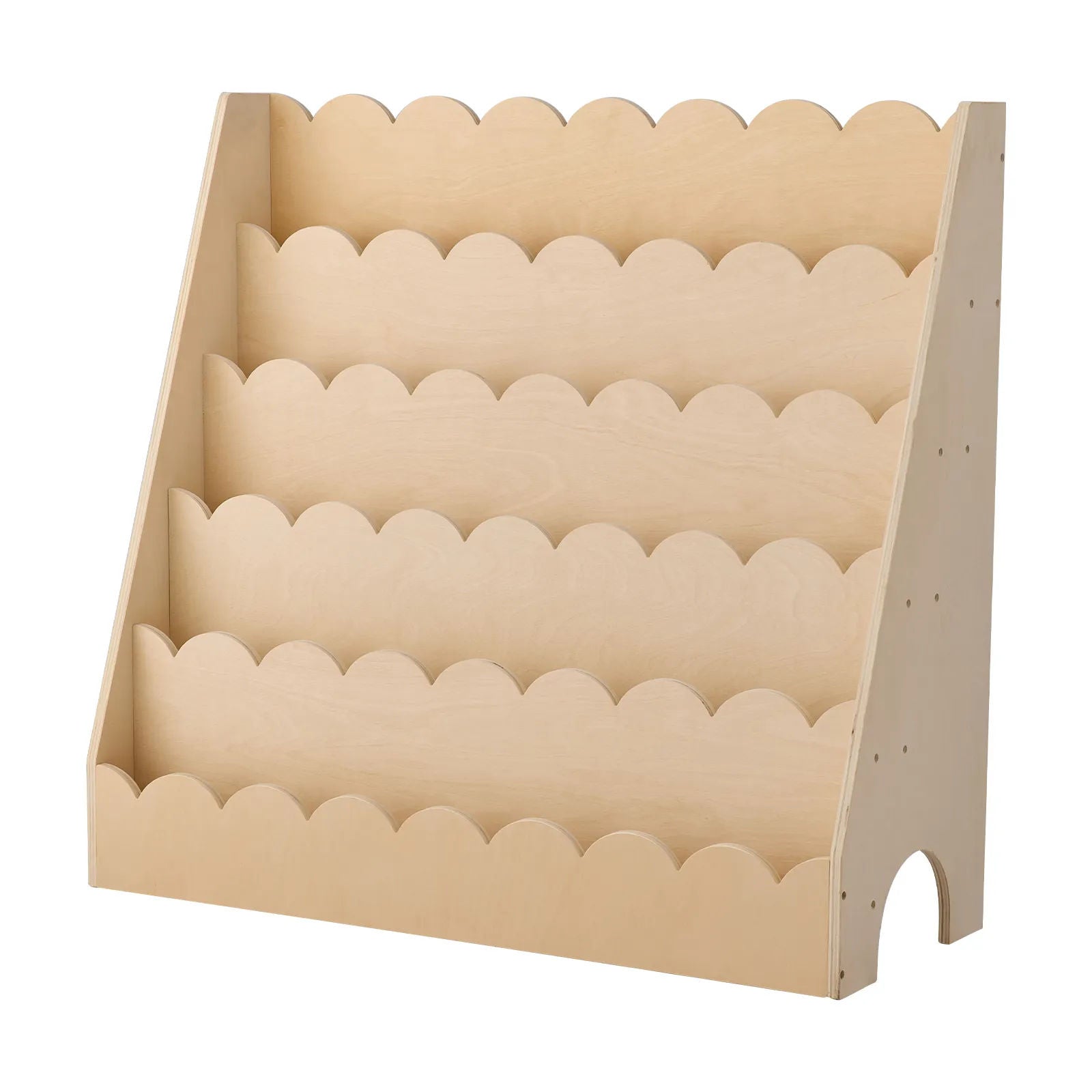 5-Tier Scalloped Kids Bookshelf with Hooks