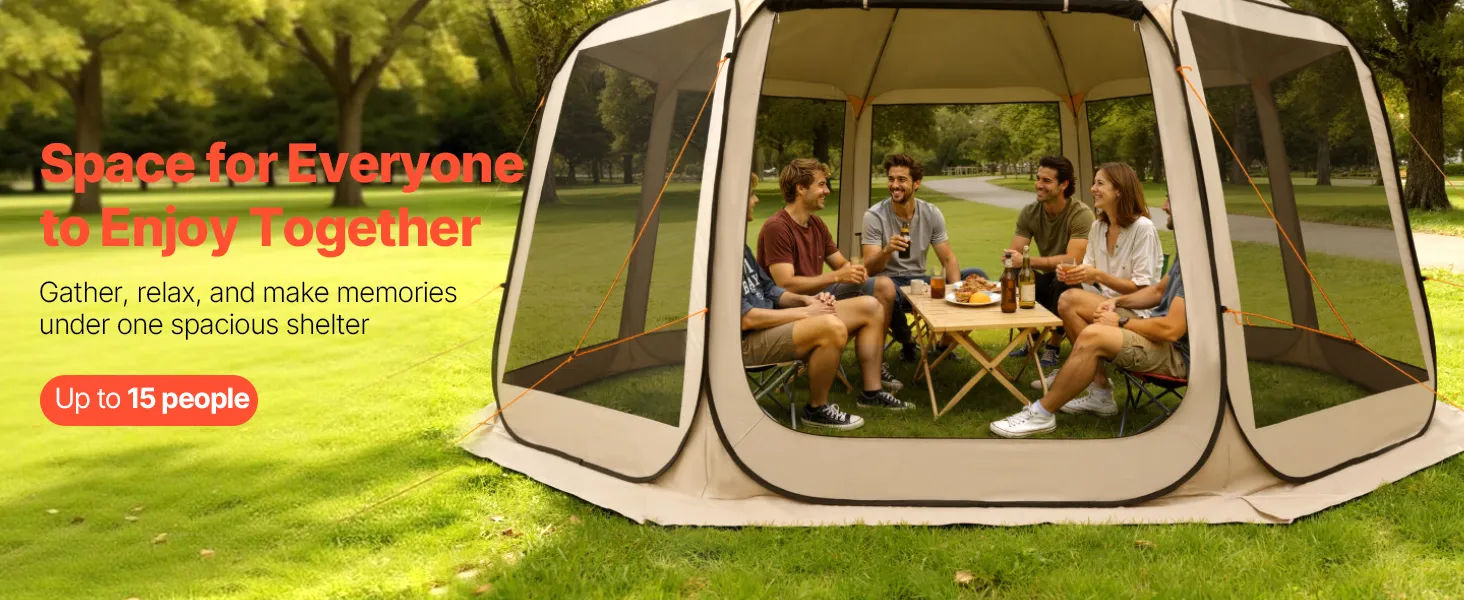 Pop-Up Screen Tent for Camping 15 x 13.8 ft