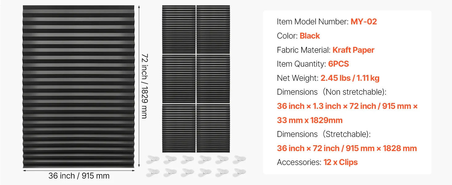 Blackout Paper Window Shade 6 Pack 36 X 72 Inch Peel And Stick