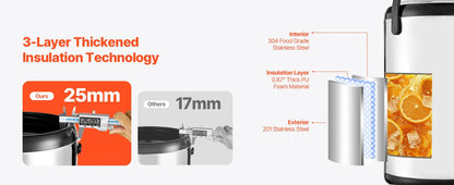 Insulated Beverage Dispenser 3.2 Gal Stainless Steel with Spigot