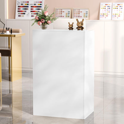OmySalon RD Modern Wooden Reception Desk with Lockable Drawer and Legroom Rack