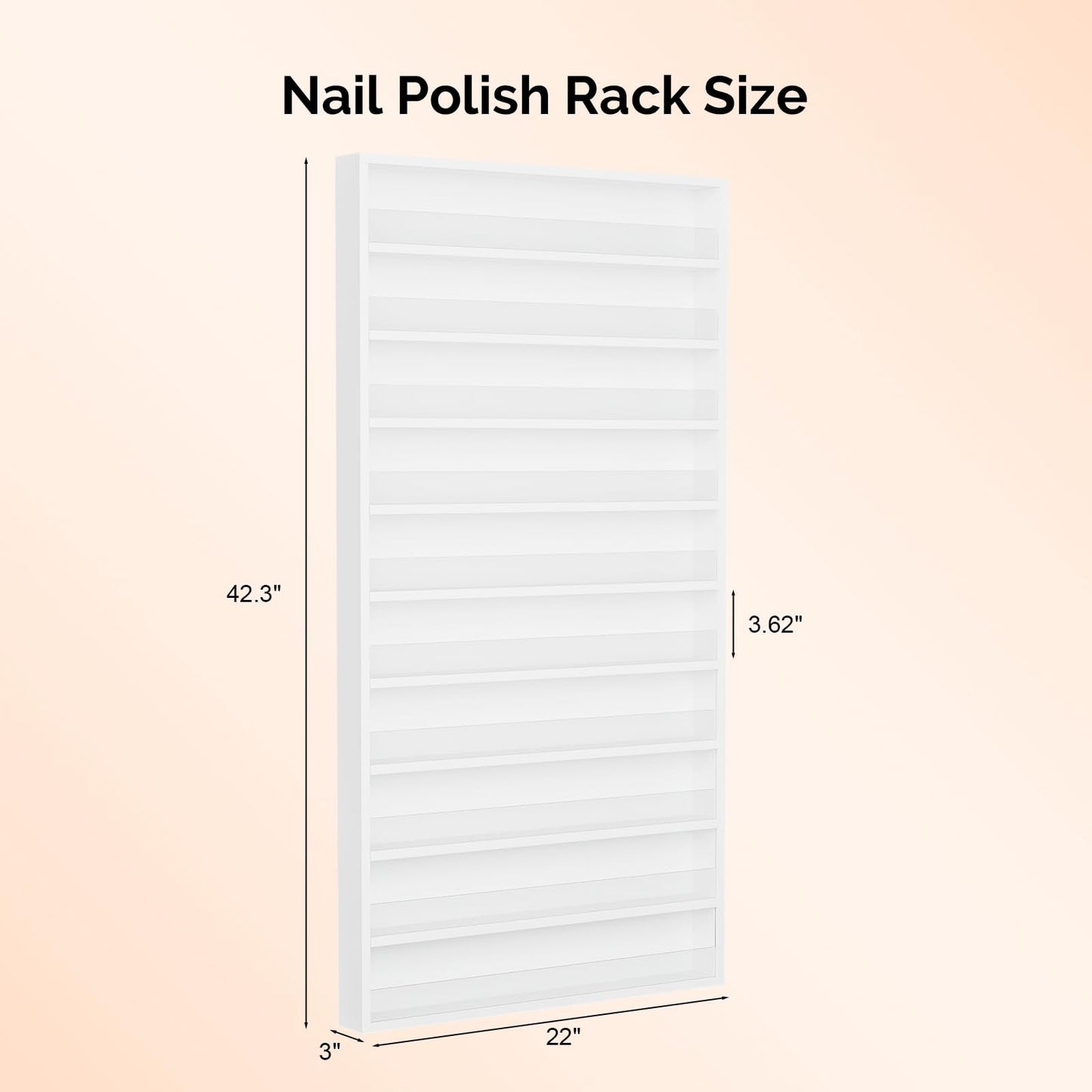10-Tier Wall Mount Nail Polish Organizer Rack with Acrylic Baffle