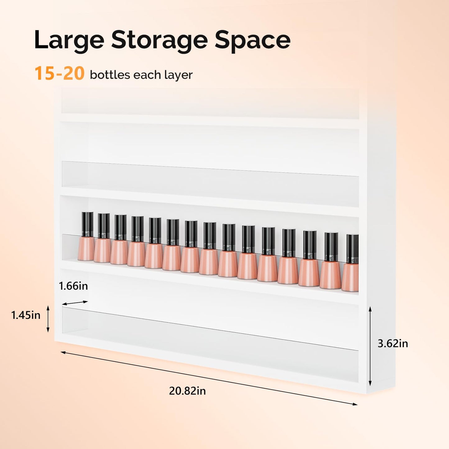 10-Tier Wall Mount Nail Polish Organizer Rack with Acrylic Baffle