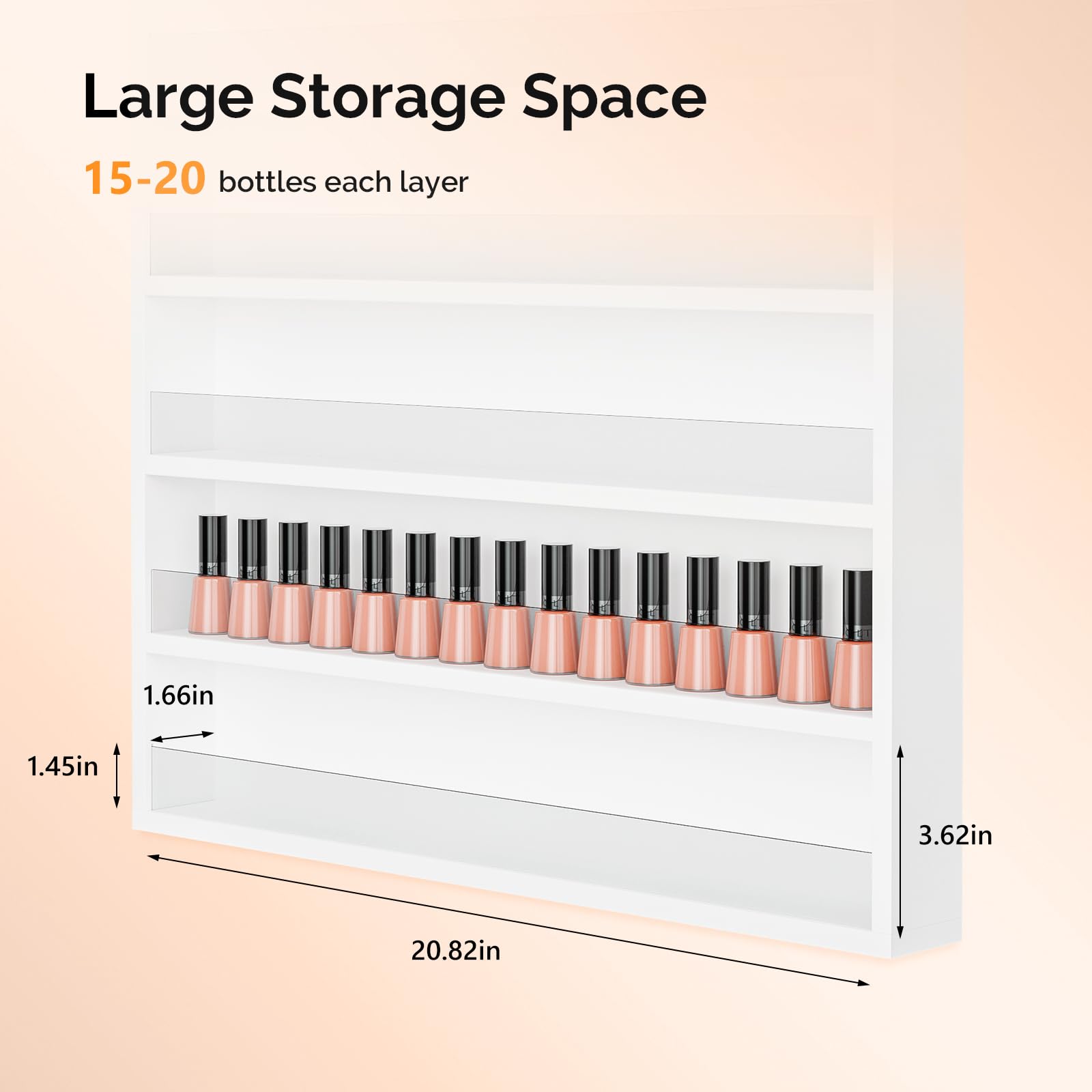10-Tier Wall Mount Nail Polish Organizer Rack with Acrylic Baffle