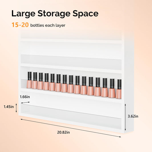 10-Tier Wall Mount Nail Polish Organizer Rack with Acrylic Baffle