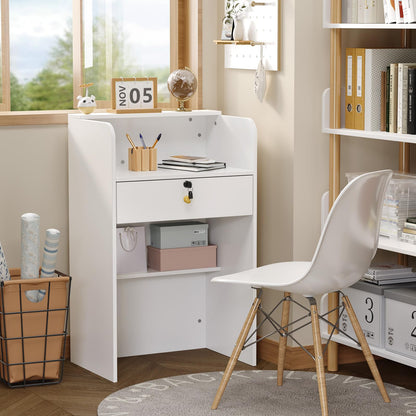 OmySalon RD Modern Wooden Reception Desk with Lockable Drawer and Legroom Rack